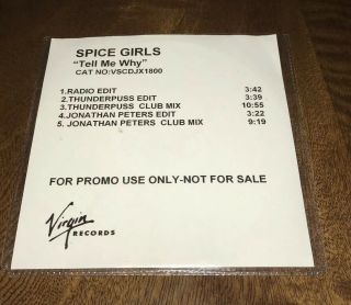 Spice Girls Tell Me Why Promo Cd Single Very Rare & Collectable