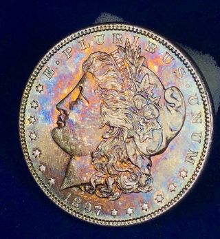 1897 - P Bu.  Morgan Silver Dollar - Rare - Proof Like - Beautifully Toned.