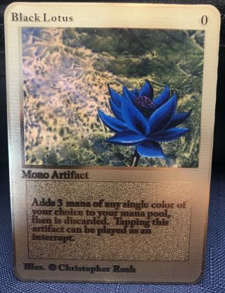 Black Lotus Alpha Beta Unlimited Mtg Magic The Gathering Metal Gold Fan Card