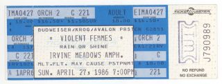 Rare The Violent Femmes 4/27/86 Irvine Ca Concert Ticket