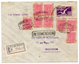 1926 Uruguay First Flight Cover Rocha - Montevideo,  Rare Birds Stamps