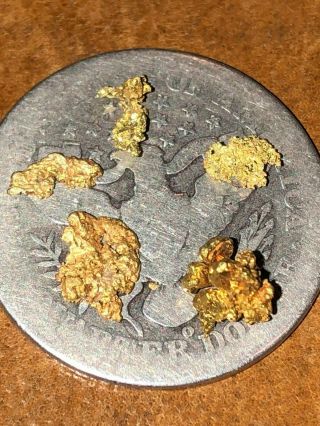 Australia Natural Crystalline Gold Nuggets X5 1.  1 Grams Rare