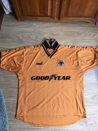 Rare Wolverhampton Wanderers Wolves Puma Goodyear Large Shirt 98/99