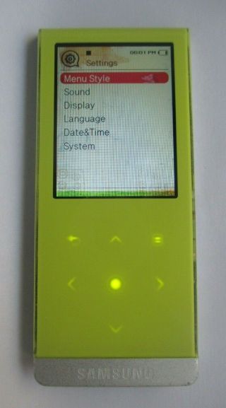 Rare Samsung Yp - T10 2 Gb Slim Portable Media Player With Bluetooth (yellow)