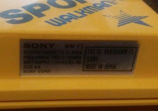 Sony WM - F5 Walkman Radio Cassette Player Sports Waterproof YELLOW RARE 5