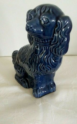 Rare Solid Blue Staffordshire Spaniel Figurines Made in England by Arthur Wood 7