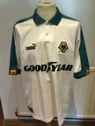 Wolverhampton Wanderers Rare White Away Shirt 1997/1998 Size Large