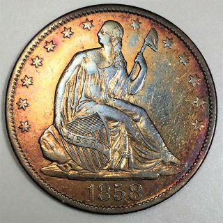 1858 - O Seated Liberty Half Dollar Coin Rare Date