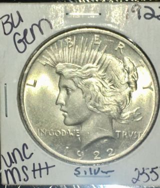 1922 P Bu Gem Peace Silver Dollar Unc Ms,  U.  S.  Rare Coin 3521