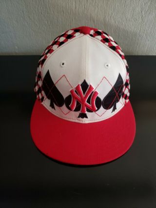 Rare York Yankees Baseball Cap Hat Black Red Spades Era 59fifty Size 7.  5