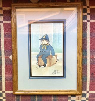 P.  Buckley Moss Framed Signed Print “ My Little Scout” Rare Print 195/1000 1993