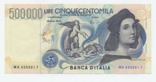 500000 Lire Italia Vf,  1997 P118 Raffaello Lira Italy Note Rare Raphael