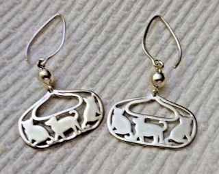 Rare Silpada Sterling Silver Dog Cat Pet Lovers Drop Earrings