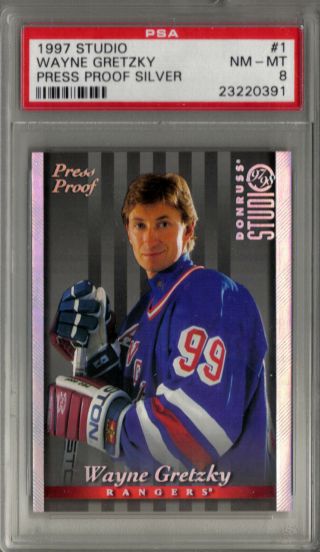 1997 - 98 Donruss Studio Silver Press Proof Wayne Gretzky Rare Psa 8 Ny Rangers Sp