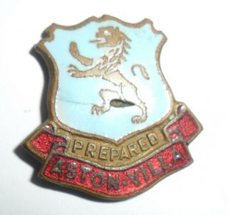 Rare Old Brass Aston Villa Football Club Enamel B/hole Badge