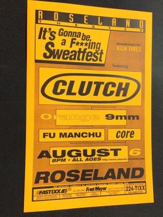 Clutch Fu Manchu Orange Rare Roseland Punk Hardcore Concert Tour Poster