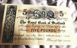 The Royal Bank Of Scotland 5 Pounds 1960 Rare G22604