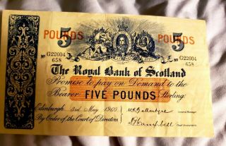 THE ROYAL BANK OF SCOTLAND 5 POUNDS 1960 RARE G22604 2