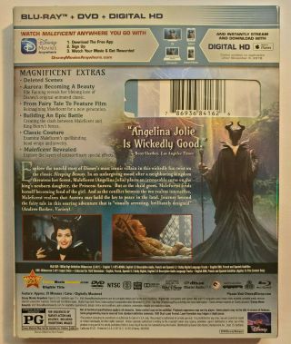 Maleficent (Blu - ray,  DVD,  A Rare Out - of - Print Slip Cover.  From Disney) 2
