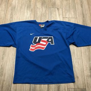 Nike Team Usa Hockey Jersey Blue Xl Rare Euc Red