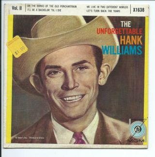 1960 Hank Williams Rare Ep " On The Banks ",  " I 