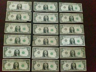 (18) 1963 A/b One Dollar Bill Note $1 Us Paper Money Currency Rare