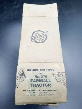 Extremely Rare Mccormick Deering Arcade Farmall Tractor Box No 279