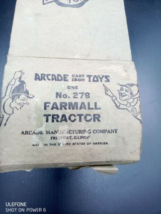 Extremely Rare McCormick Deering Arcade Farmall Tractor Box NO 279 4