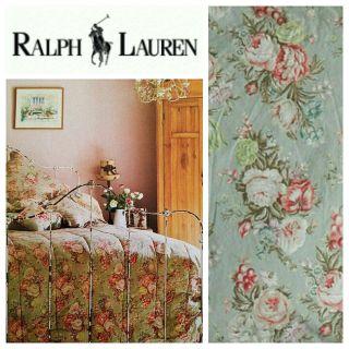Rare Ralph Lauren Charlotte Full Fitted Sheet Green Roses Floral Cottage