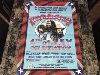 Willie Nelson Rare Signed 1 - Sheet Poster 4th Of July Celebration