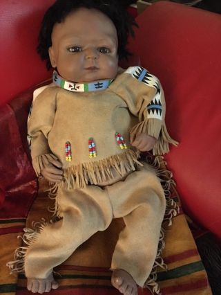 Sheila Michael Native American Indian Newborn Baby Boy Doll.  Rare.  20 "