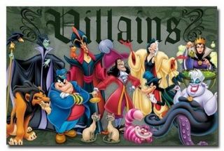 Disney Villains Poster Peter Pan Cinderella Rare 24x36