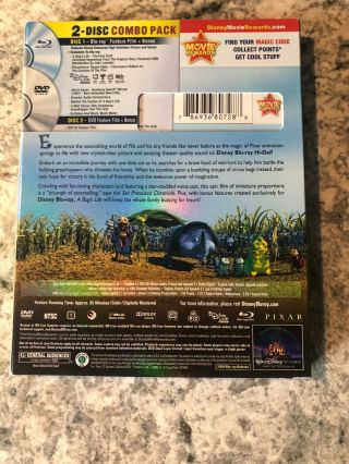 A Bug’s Life Disney Pixar Blu Ray,  Dvd With Slipcover Rare 2