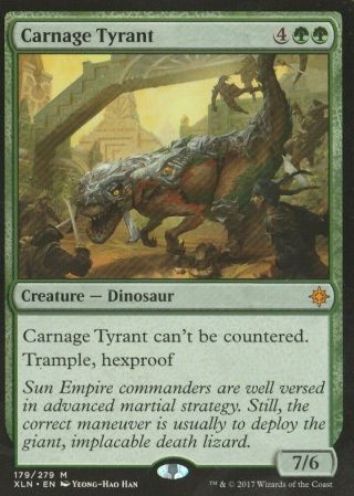 Carnage Tyant - Mythic Rare Green Dinosaur - Ixalan - Magic: The Gathering
