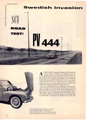 1956 Volvo Pv 444 Rare 6 - Page Road Test / Ad