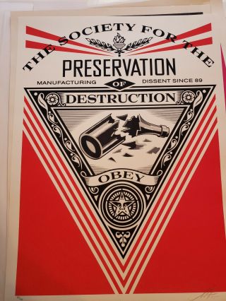 Shepard Fairey Society Of Destruction Signed/numbered Rare 2015