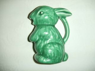 Rare Early Sylvac Pottery Green Rabbit Jug No.  44