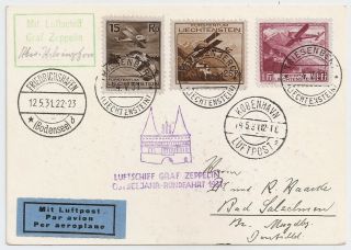 1931 Liechtenstein To Germany Zeppelin Cover Via Denmark,  Rare Stamps