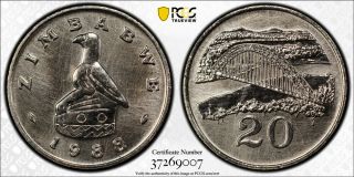 1988 Zimbabwe 20 Cent Pcgs Sp64 - Extremely Rare Kings Norton Proof