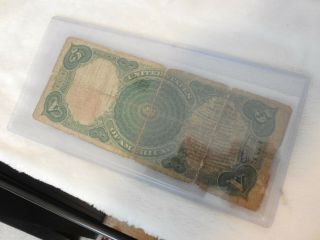 RARE 1907 RED SEAL ANDREW JACKSON LARGE 5 DOLLAR U.  S.  CURRENCY NOTE. 5