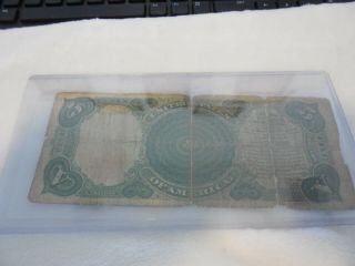 RARE 1907 RED SEAL ANDREW JACKSON LARGE 5 DOLLAR U.  S.  CURRENCY NOTE. 8
