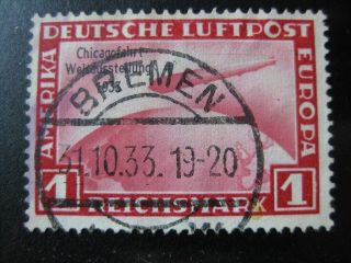 Deutsches Reich Mi.  496 Rare Chicagofahrt Zeppelin Stamp Cv $600.  00