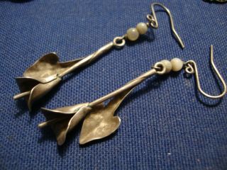 Ultra Rare Artisan Flower Sterling Silver Old Pawn Earrings