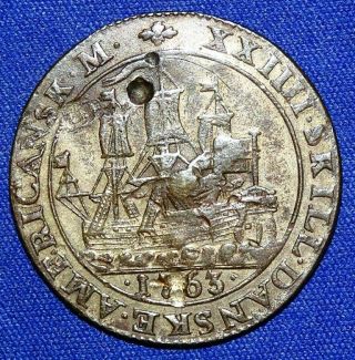 Danish West Indies 24 Skilling Ad 1763 Some Test Marks Otherwise A Very Rare One
