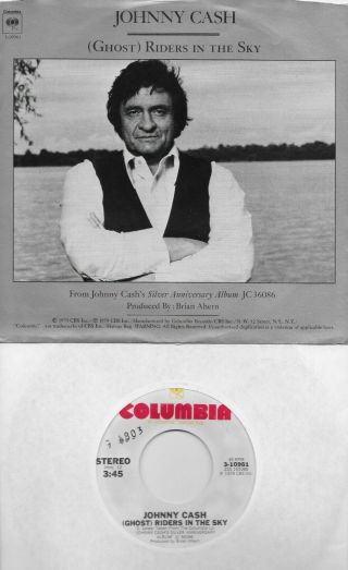 Johnny Cash Ghost Riders In The Sky Rare Promo 45 With Picsleeve From 1979