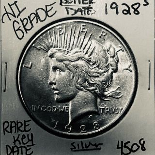 1928 S Peace Silver Dollar Hi Grade U.  S.  Rare Key Coin 4508