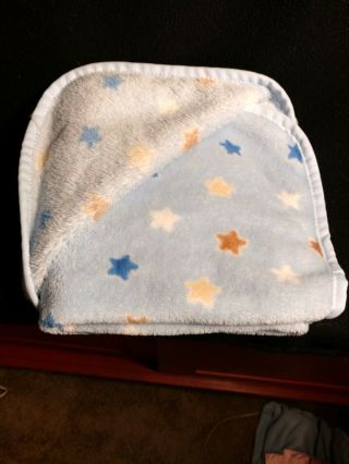 Rare Cutie Pie ' Baby ' Blanket Puppy Blue Brown White Yellow Stars Fleece Lovey 3