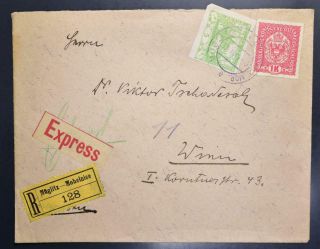 Czech,  Austria 1919 Rare Mixed Country Franked Early State R Express Cover,  Csr