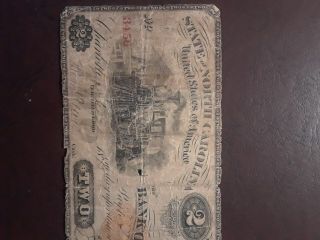 (E - 3206) EXTREMELY RARE 1875 Bank of Mecklenburg,  NC $2 Note - Hard to Find 3