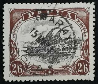 Rare 1911 Papua 2/6 - Black And Brown Lakatoi Stamp Type C Samarai Cancel